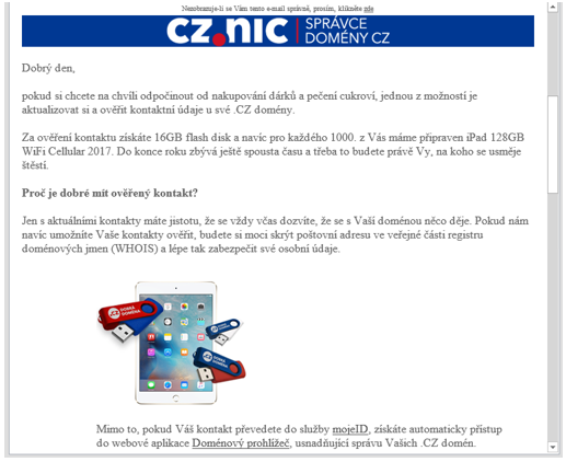 Zpráva která přiošla při žádosti o ověření domény