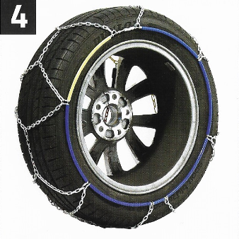 Usaďte řetez na pneumatiku. Lankový kruh musí bezchybně přiléhat na vnitřní (zadní) část kola.